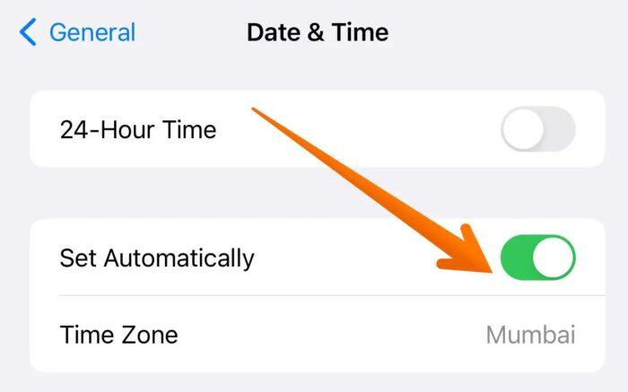 Set Date and Time Automatically on iPhone