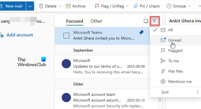Sort and Filter in Outlook
