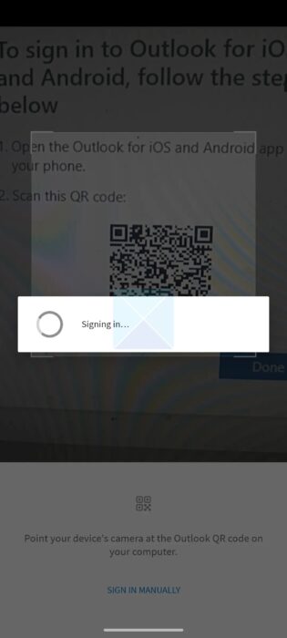Try to Log in to the Outlook Mobile App