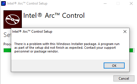 Intel Arc Control Kann Nicht Installiert Werden