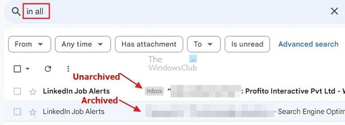 Verwenden Sie Den Befehl „In All“, Um Archivierte E-Mails In Gmail Zu Finden