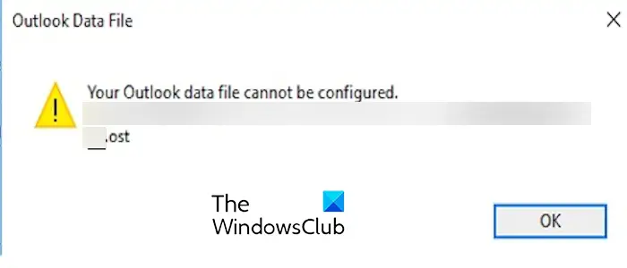 Your Outlook data file cannot be configured