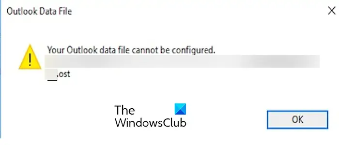 Your Outlook data file cannot be configured 