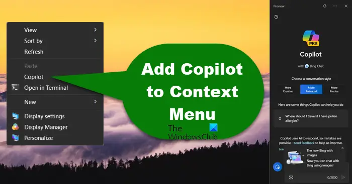 Add Copilot to Context Menu on Windows 11 Desktop