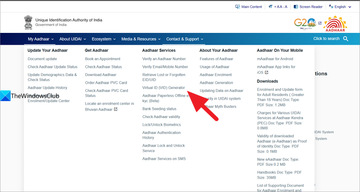 create virtual id on aadhar