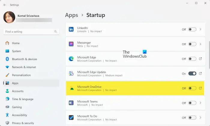 disable onedrive at startup settings