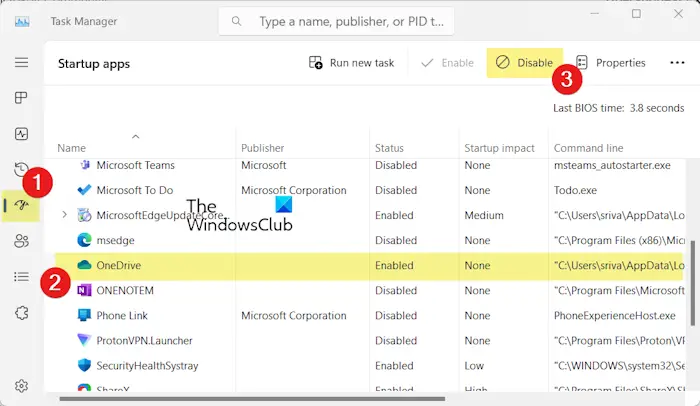 disable onedrive at startup task manager