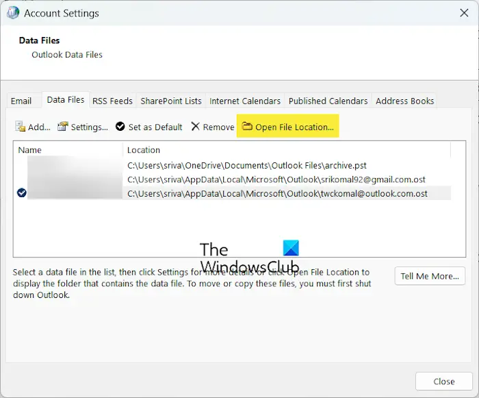 open file location outlook 1