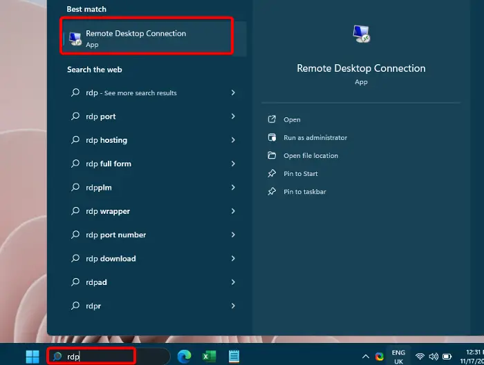 Enable Remote Desktop Connection Windows 11