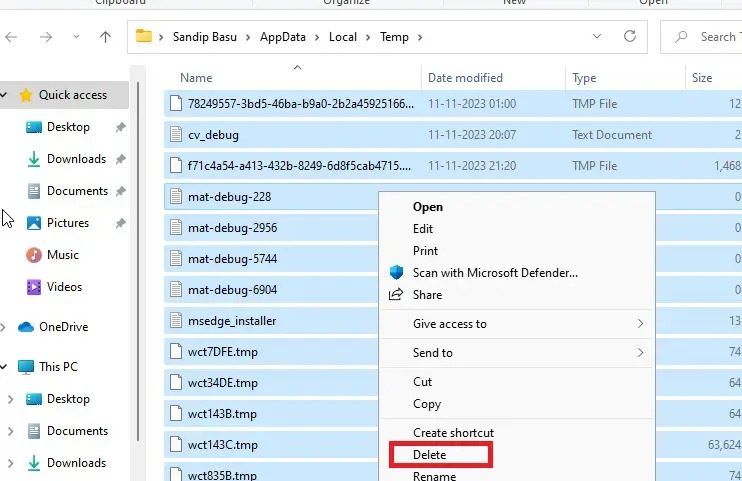 Clear Temporary files from Windows