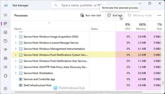 Windows Push Notifications User Service High Memory usage