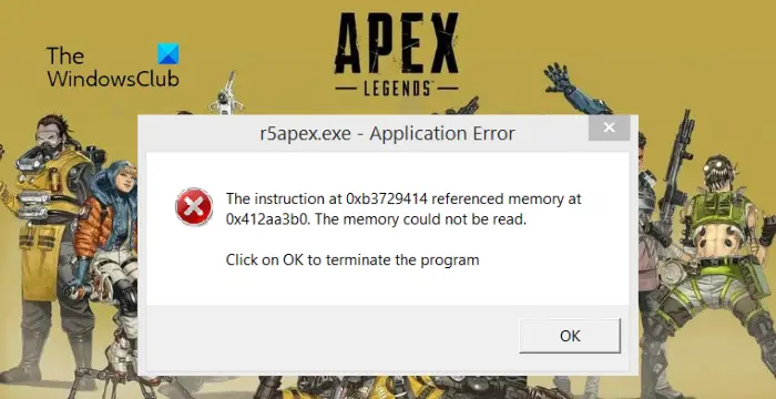 Fix r5apex.exe Application error Memory could not be read