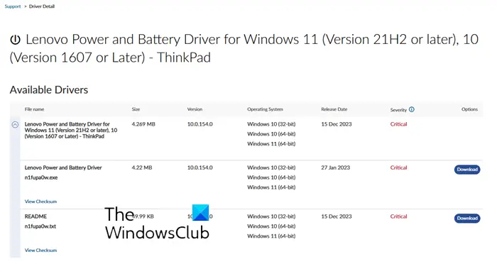 Battery Driver for Windows