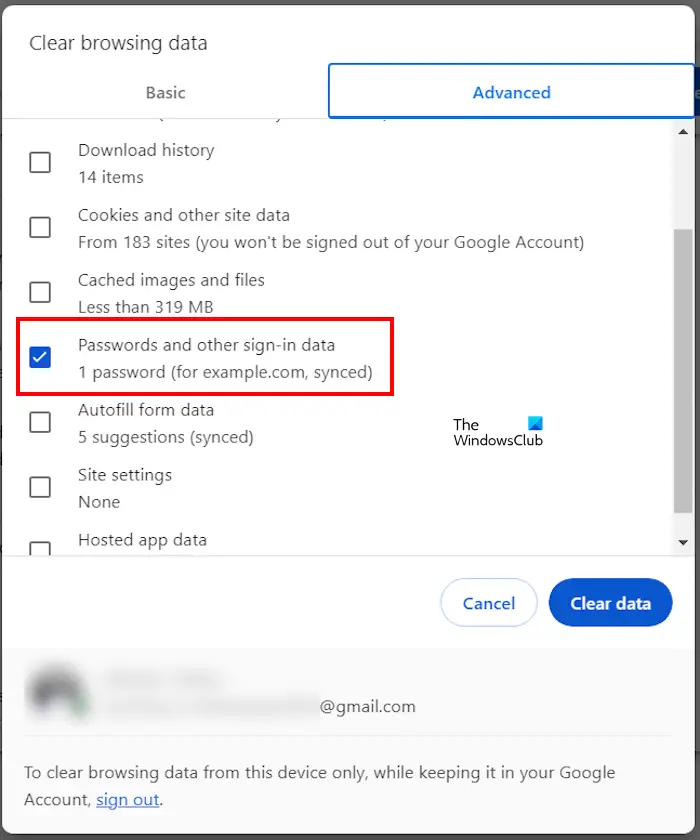 Delete all passwords Google Password Manager