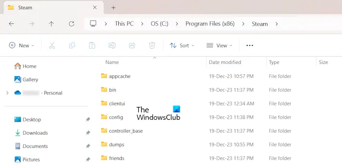 Delete files inside Steam folder