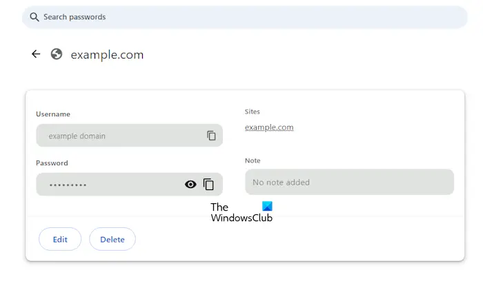 Edit Delete passwords via Chrome Settings