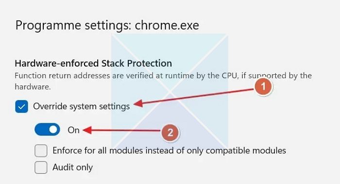 Enable Hardware Enforced Stack protection
