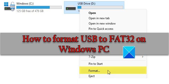Format USB to FAT32 on Windows PC