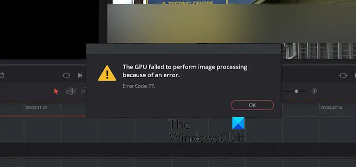 GPU failed to perform image processing with Error Code