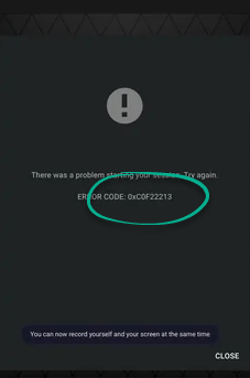 GeForce Now error code 0xC0F22213