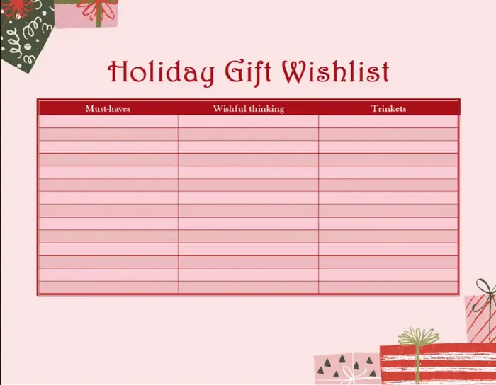 Grown-ups holiday wish list