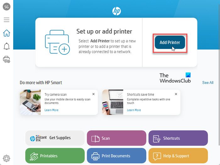 HP Smart - Add Printer