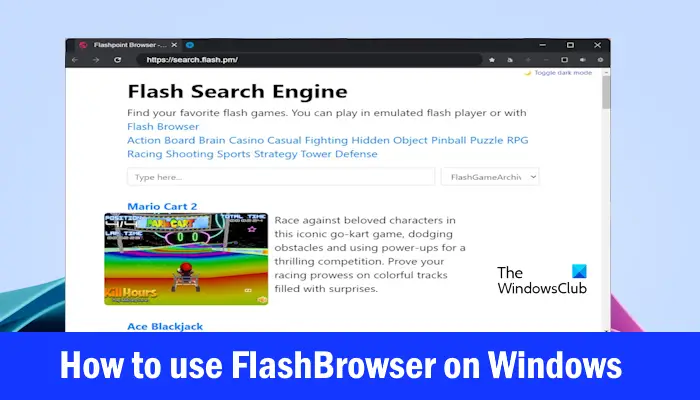 How to use FlashBrowser on Windows