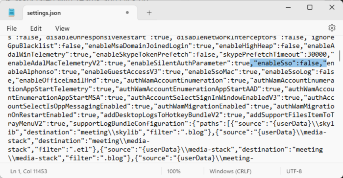 Modify the Settings json File 