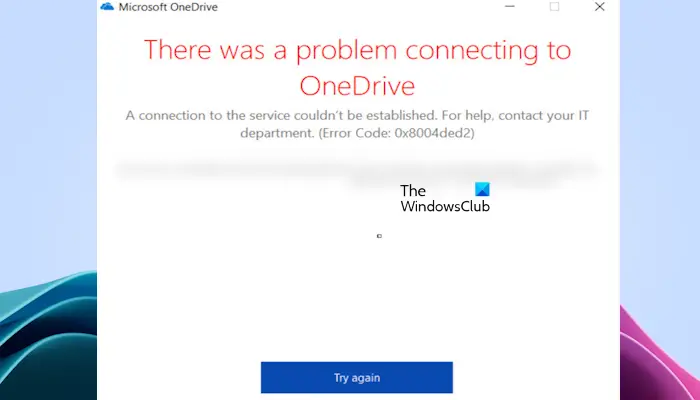 Código de error de OneDrive 0x8004ded2