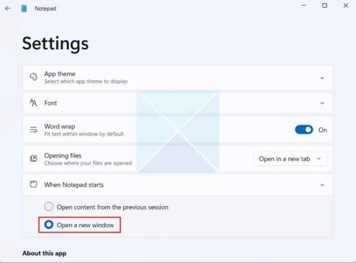 Stop Notepad from opening last file in Windows 11