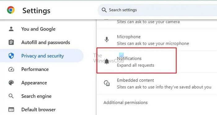 Open Notifications From Chrome Settings