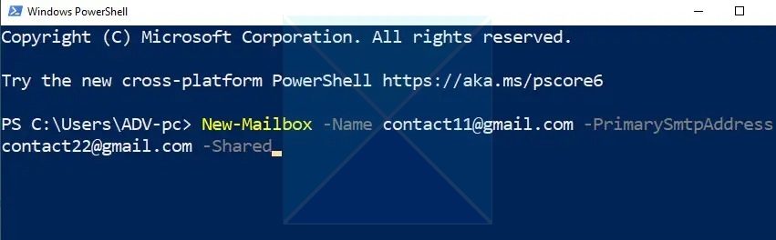 Outlook Shared Mailbox Creation Powershell