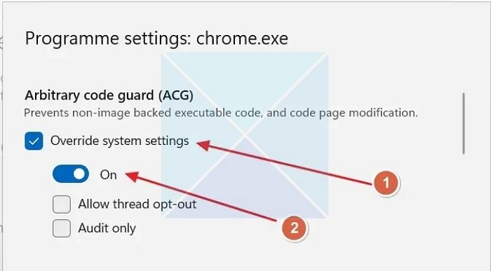 Override System Settings Chrome