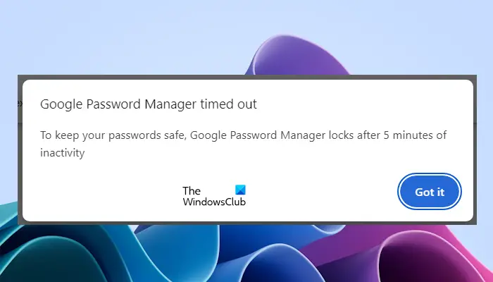 Password Manager locks after 5 minutes