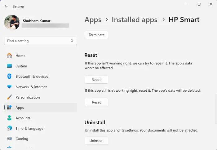 HP Smart App not opening working or detecting printer