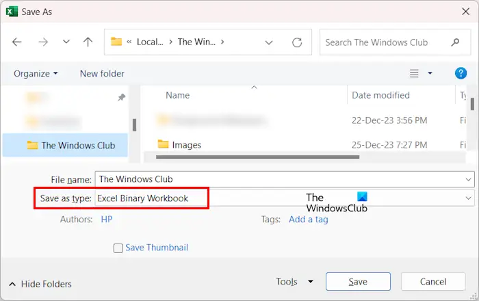 Save Excel in Binary format