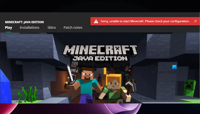 Sorry unable to start Minecraft