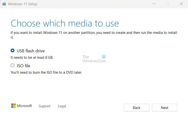 Arranque de la herramienta de creación de Windows Media