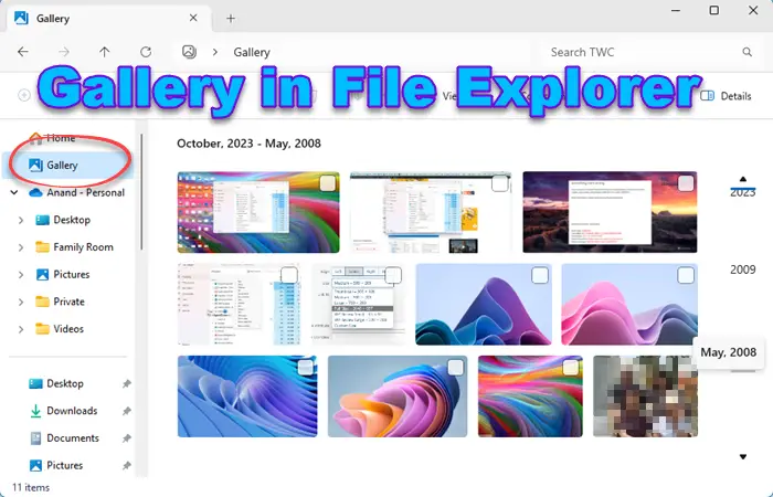 add or remove a folder in Gallery in File Explorer