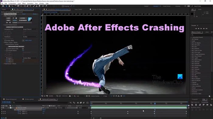 Adobe After Effects crashing on a Windows computer