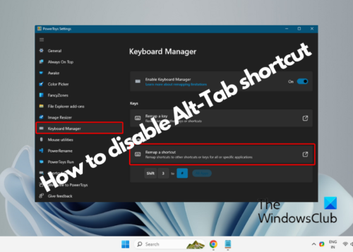 How to disable the Alt + Tab shortcut in Game in Windows 11