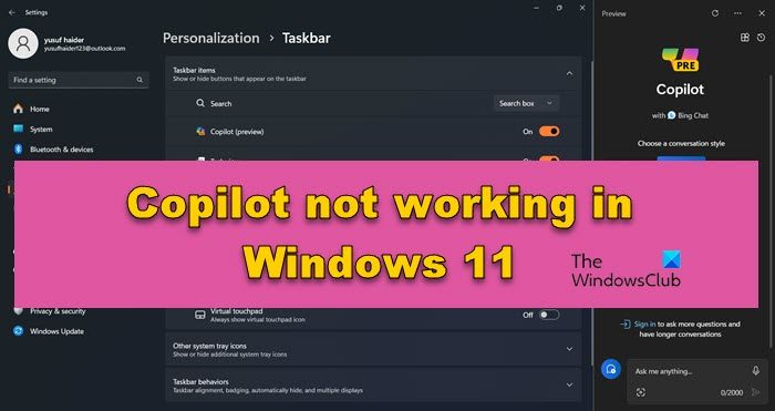 Copilot not working in Windows 11