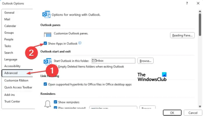 move Outlook toolbar from side to bottom