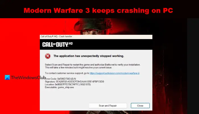 Modern Warfare 3 keeps crashing on PC
