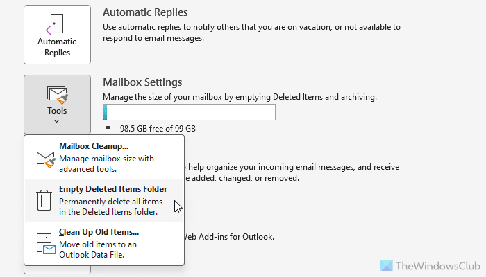 Outlook Delete button grayed out