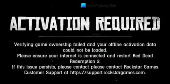 Red Dead Redemption 2 Offline Activation error