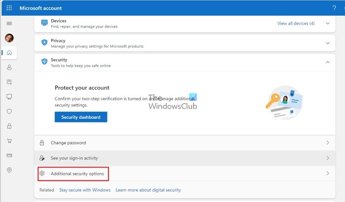 Additional Security Microsoft Account