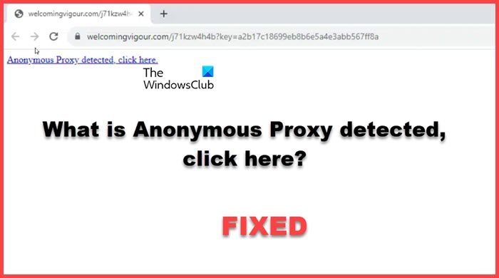 Anonymous Proxy detected, click here; What is it?
