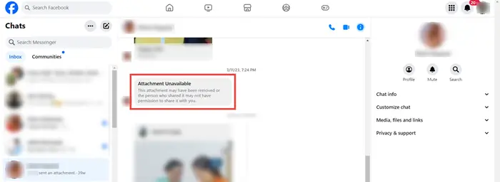 Attachment Unavailable in Messenger