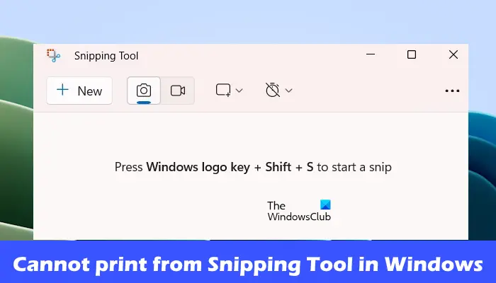 Cannot print from Snipping Tool in Windows